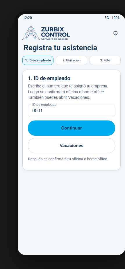 App Android: paso 1, ID de empleado
