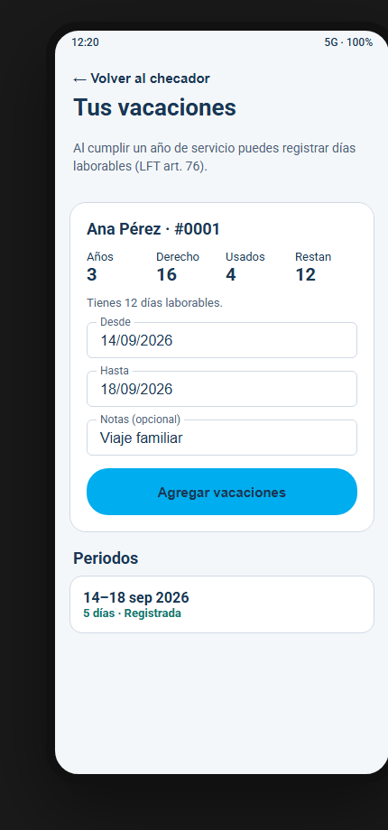 App Android: saldo y registro de vacaciones