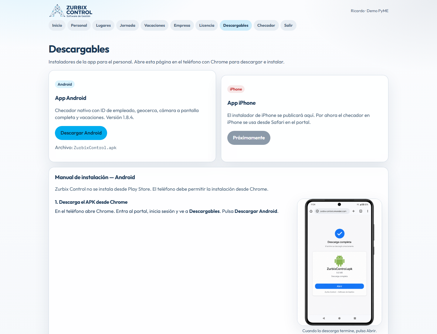 Descarga de la app Android y manual de instalación